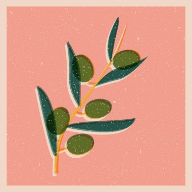 Zeytin dalı ile dekoratif sanat risograf, riso pop sanat slyle