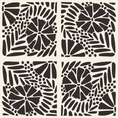 Soyut çiçek deseni, Bauhaus çiçek çizimi, organik basit poster, baskı, çağdaş sanat