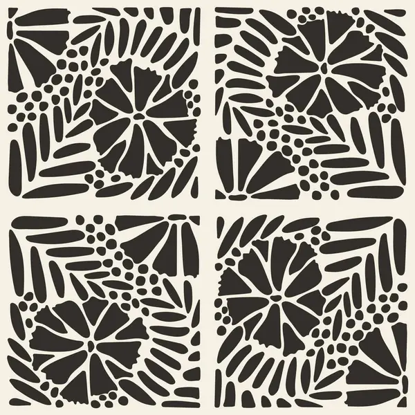 Soyut çiçek deseni, Bauhaus çiçek çizimi, organik basit poster, baskı, çağdaş sanat