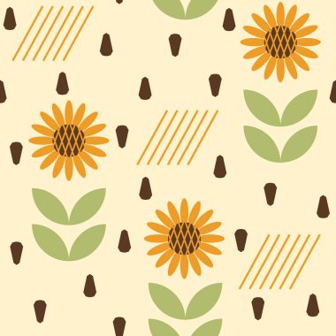 Sonbahar geometrik doğal bauhaus pürüzsüz desen, ay çiçekli döngü arkaplan, tarım kavramı