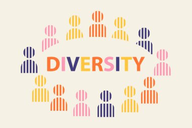 Çeşitlilik vektörü illüstrasyonu, minimalizm geometri tasarımı, renk bayrağı, poster tasarımı