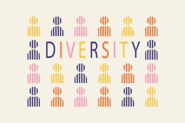 Çeşitlilik vektörü illüstrasyonu, minimalizm geometri tasarımı, renk bayrağı, poster, mozaik konsept