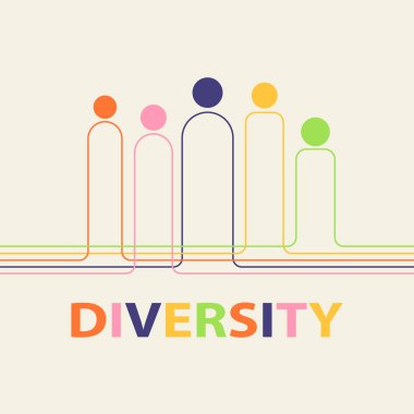Çeşitlilik vektörü illüstrasyonu, minimalizm geometri tasarımı, renk bayrağı, poster tasarımı