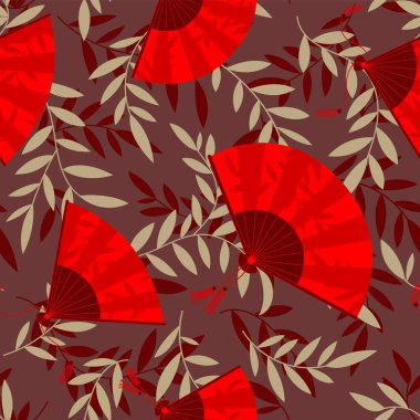 Duvar kağıdı, kumaş, ambalaj kağıdı, doku, basit vektör tasarımı için doğal botanik Asya arkaplanı.