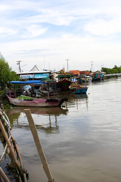 Jakarta November 2022 Fishing Boat Rests Looking Fish Sea Sedari — Stock Photo, Image