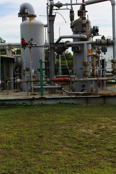 Bekasi November 2022 Crude Oil Refinery Iron Pipes Channeled Sea — Stock Photo, Image