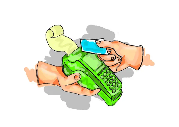 Telefon ödemesi olan bir elin vektör çizimi
