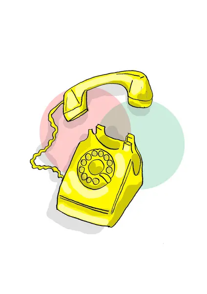 Eski telefon geçmişi sarı illüstrasyon