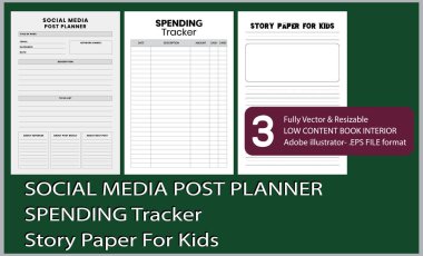 SOCIAL MEDIA POST PLANNERSPENDING TrackerStory Paper For Kids