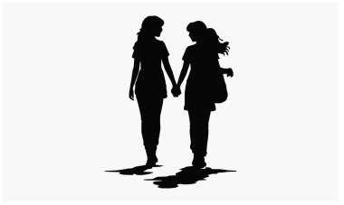 Mutlu arkadaşlık günü siluetleri.