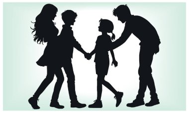 Mutlu arkadaşlık günü siluetleri.