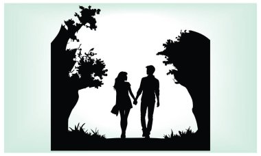 Mutlu arkadaşlık günü siluetleri.