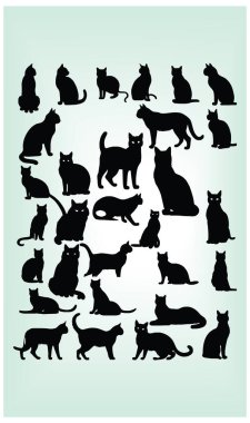 Kedi silueti, tüm kedi severler için simge ve logo, Uluslararası Kedi Günü.