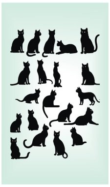 Kedi silueti, tüm kedi severler için simge ve logo, Uluslararası Kedi Günü.