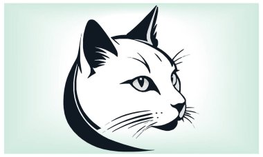 Kedi silueti, tüm kedi severler için simge ve logo, Uluslararası Kedi Günü.
