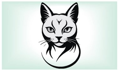 Cat silhouette, icon and logo for all Cat Lovers, International Cat Day. clipart