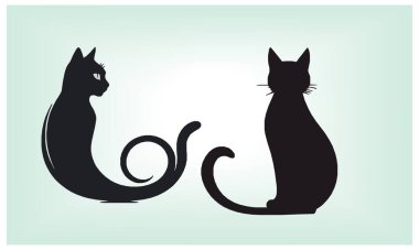 Kedi silueti, tüm kedi severler için simge ve logo, Uluslararası Kedi Günü.