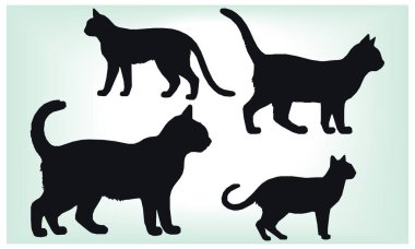 Kedi silueti, tüm kedi severler için simge ve logo, Uluslararası Kedi Günü.