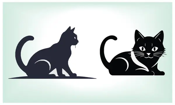 Kedi silueti, tüm kedi severler için simge ve logo, Uluslararası Kedi Günü.