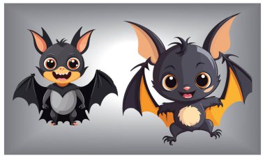 Cadılar Bayramı Yarasa Hayvan Çizgi Filmi Vektör Tasarımı.