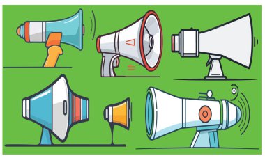 Megaphone, headphone use digital marketing clipart