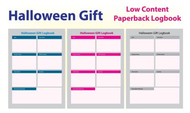 Halloween Planner low content paperback Logbook, October 31st Party Management Journal for Halloween Celebrations clipart