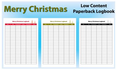 Christmas Planner low content Paperback Logbook, December 25th Party Management Journal for Christmas Celebrations. clipart