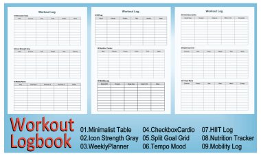 Günlük Günlük Kaydı Yazdırma Şablonu Yazdırma Uygulama Planlayıcısı the Daily Gym Journal for Strength, Cardio, Progress & Goals Tracking