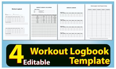 Günlük Günlük Kaydı Yazdırma Şablonu Yazdırma Uygulama Planlayıcısı the Daily Gym Journal for Strength, Cardio, Progress & Goals Tracking