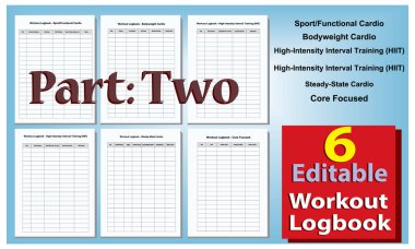 Günlük Günlük Kaydı Yazdırma Şablonu Yazdırma Uygulama Planlayıcısı the Daily Gym Journal for Strength, Cardio, Progress & Goals Tracking
