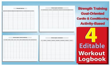 Günlük Günlük Kaydı Yazdırma Şablonu Yazdırma Uygulama Planlayıcısı the Daily Gym Journal for Strength, Cardio, Progress & Goals Tracking