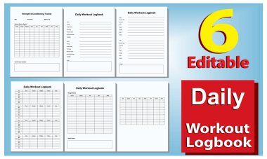 Günlük Günlük Kaydı Yazdırma Şablonu Yazdırma Uygulama Planlayıcısı the Daily Gym Journal for Strength, Cardio, Progress & Goals Tracking
