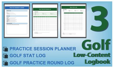 Golf Seyir Defteri Şablonu Ayarları, Puan İzleme, Ders Notları ve Performans Kayıtları için Düzenlenebilir EPS Dosyaları.