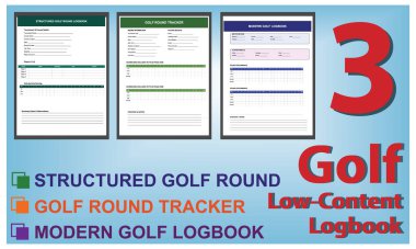 Golf Seyir Defteri Şablonu Ayarları, Puan İzleme, Ders Notları ve Performans Kayıtları için Düzenlenebilir EPS Dosyaları.