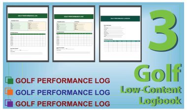 Golf Seyir Defteri Şablonu Ayarları, Puan İzleme, Ders Notları ve Performans Kayıtları için Düzenlenebilir EPS Dosyaları.