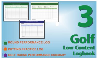 Golf Seyir Defteri Şablonu Ayarları, Puan İzleme, Ders Notları ve Performans Kayıtları için Düzenlenebilir EPS Dosyaları.