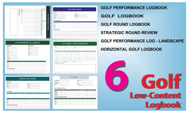 Golf Seyir Defteri Şablonu Ayarları, Puan İzleme, Ders Notları ve Performans Kayıtları için Düzenlenebilir EPS Dosyaları.