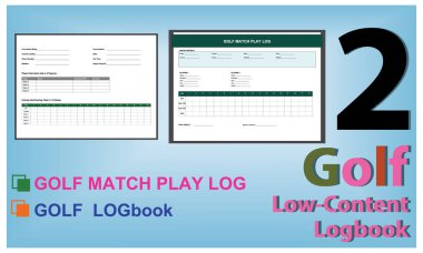 Golf Seyir Defteri Şablonu Ayarları, Puan İzleme, Ders Notları ve Performans Kayıtları için Düzenlenebilir EPS Dosyaları.