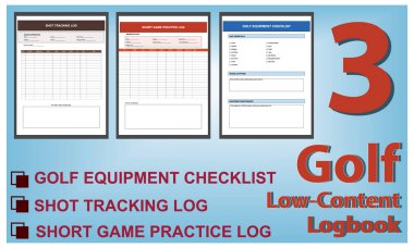 Golf Seyir Defteri Şablonu Ayarları, Puan İzleme, Ders Notları ve Performans Kayıtları için Düzenlenebilir EPS Dosyaları.