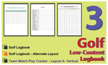 Golf Seyir Defteri Şablonu Ayarları, Puan İzleme, Ders Notları ve Performans Kayıtları için Düzenlenebilir EPS Dosyaları.