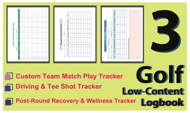 Golf Seyir Defteri Şablonu Ayarları, Puan İzleme, Ders Notları ve Performans Kayıtları için Düzenlenebilir EPS Dosyaları.