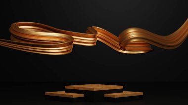 boş altın podyum sunumu, ürün sergisi için temiz altın platform, 3D görüntüleme