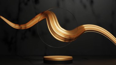 boş altın podyum sunumu, ürün sergisi için temiz altın platform, 3D görüntüleme