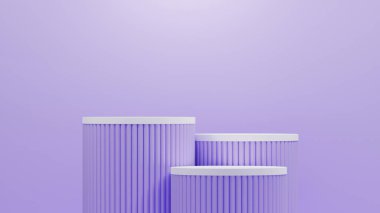 Minimum arkaplan, lüks beyaz podyum görüntüsü, kozmetik vitrini için uygun zarif mor renk.