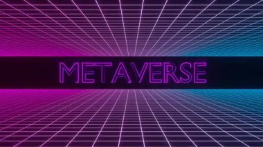 Metaverse neon lambaları, retro neon ışıkları, Future Digital Technology Entertainment Abstract Background. 4K canlandırması