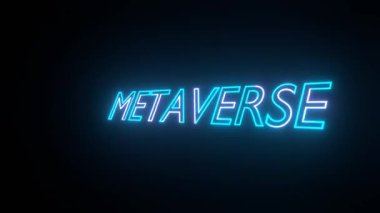 metaverse metin döngüsü animasyon arka planı, soyut dijital teknoloji fütüristik 4K animasyonu