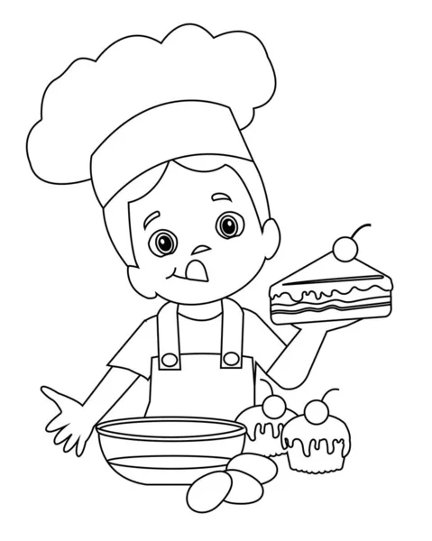 Obraz Kolorowanki Ilustracja Dla Dzieci Ciasto — Wektor stockowy