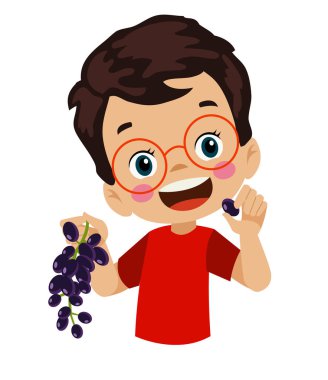 Siyah üzüm yiyen tatlı çocuk.