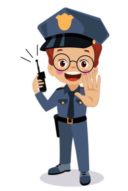 Polis memuru dur işareti yapıyor.