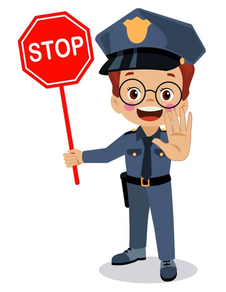 Policier Faisant Panneau Arrêt — Image vectorielle
